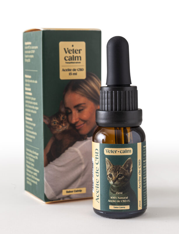Aceite natural para gatos VeterCalm 1% frasco 15ml con gotero