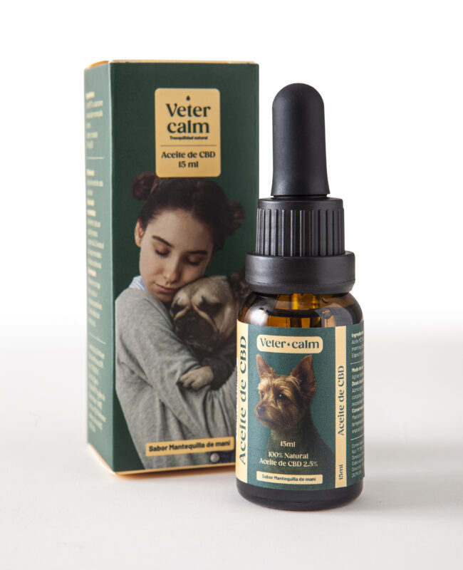 Aceite natural para perros VeterCalm 2.5% frasco 15ml con gotero